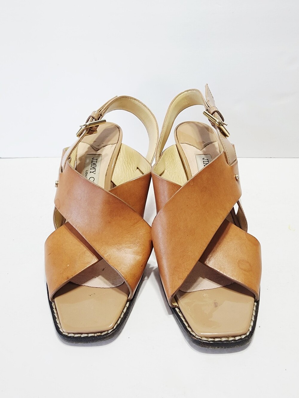 Jimmu Choo Tan Leather Heels Size 37.5 - Picture 3 of 10